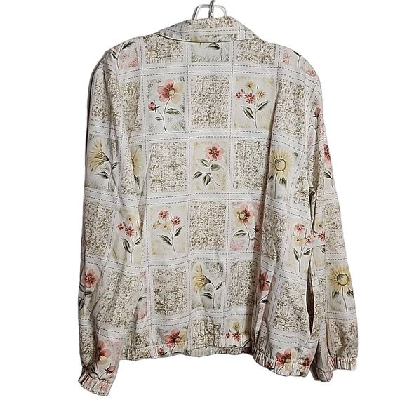 Alfred Dunner Full Zip Floral Grid Jacket Top, Size 14 - Picture 6 of 6